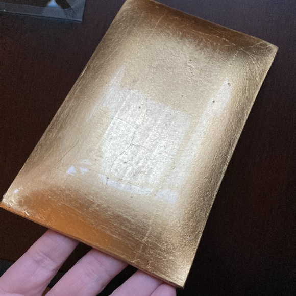 Excellent condition glass & gold leaf Vintage Valentine Cherub Dish 6 x 3.5 in. - Picture 6 of 6